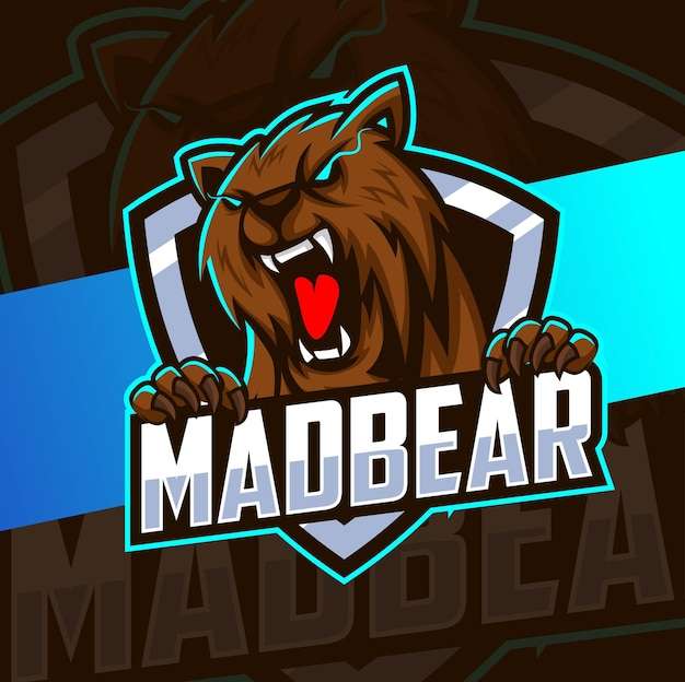 Mad bear. Безумный медведь. Боевой медведь логотип. Cybersport Design.