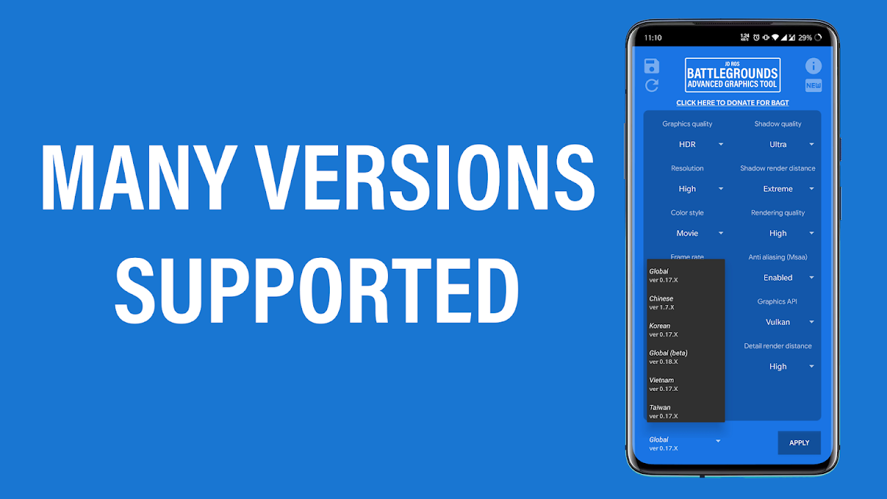 Battlegrounds Advanced Graphics Tool [NO BAN] скачать бесплатно Полезные  инструменты на Android из каталога RuStore от JD Ros
