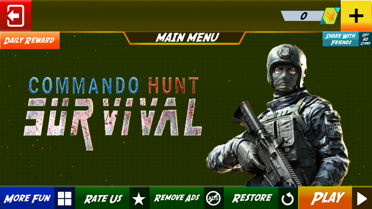 Army Commandos Battlefield Survival Hunt Shooter скачать бесплатно Экшен на  Android из каталога RuStore от AM-SRBs Studio