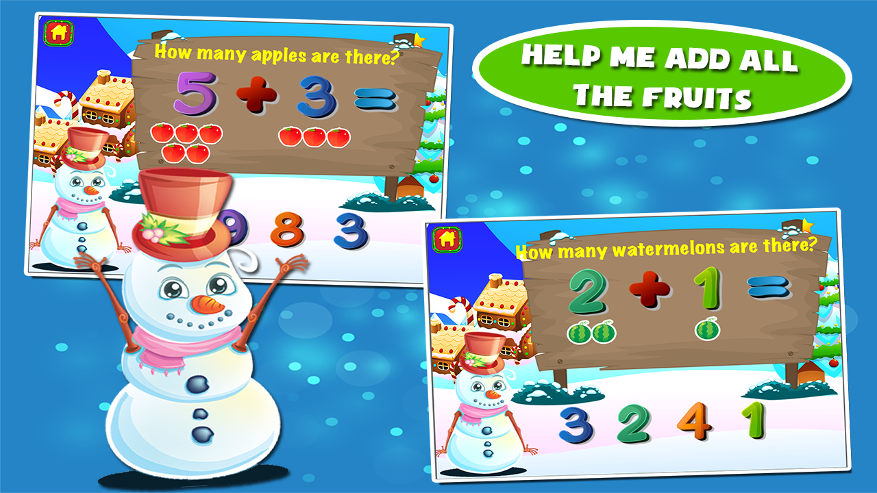 Snowman Preschool Math Games скачать бесплатно Детские на Android из  каталога RuStore от Sam Witteveen