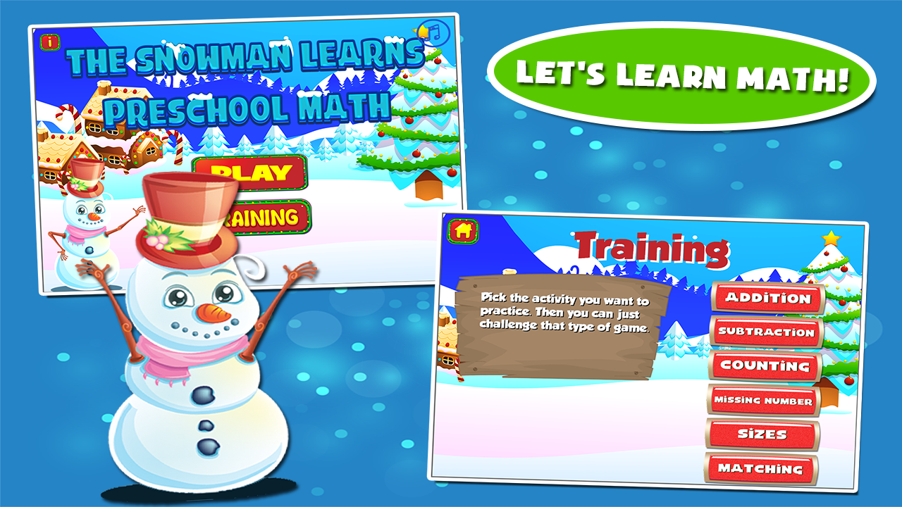 Snowman Preschool Math Games скачать бесплатно Детские на Android из  каталога RuStore от Sam Witteveen