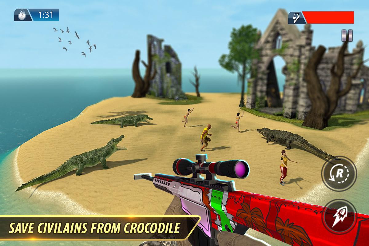 Crocodile Hunting: Wild Animal Shooting Games скачать бесплатно Экшен на  Android из каталога RuStore от GamesCastle