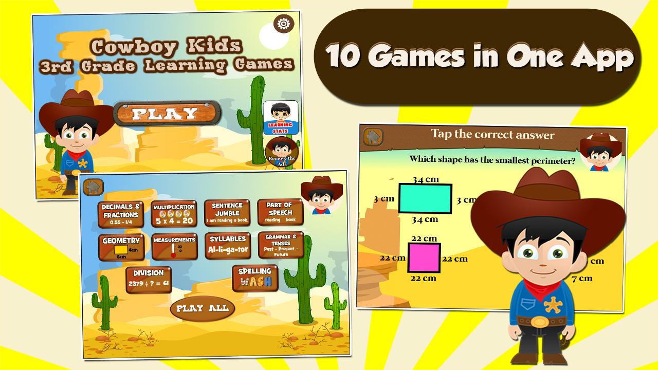 Cowboy Kids Third Grade Games скачать бесплатно Детские на Android из  каталога RuStore от Sam Witteveen