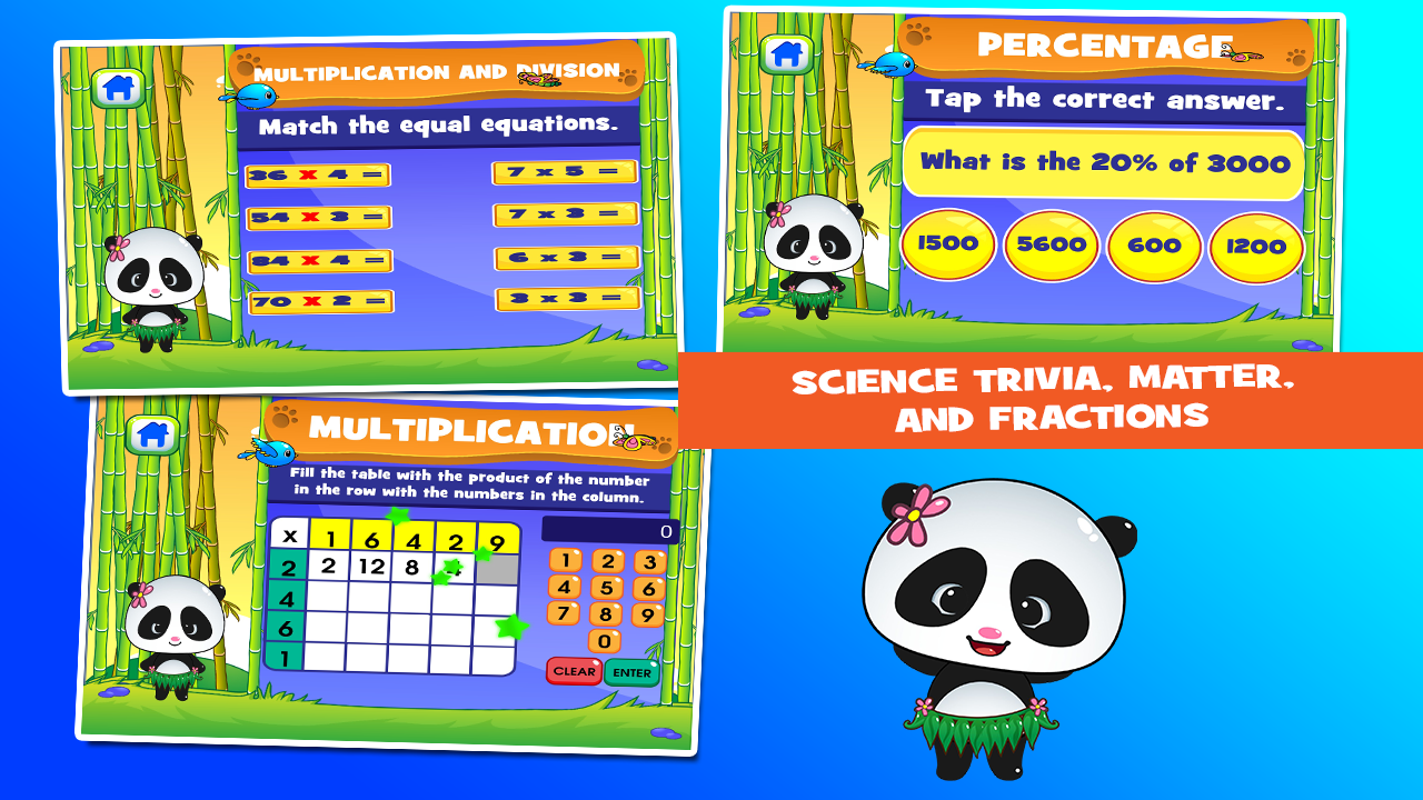 Panda 5th Grade Learning Games скачать бесплатно Детские на Android из  каталога RuStore от Family Play ltd