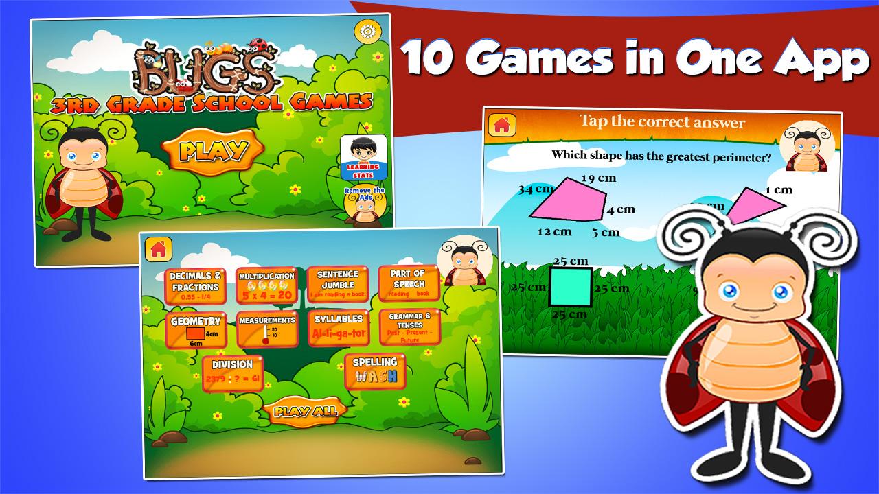 Bugs 3rd Grade Learning Games скачать бесплатно Детские на Android из  каталога RuStore от Sam Witteveen