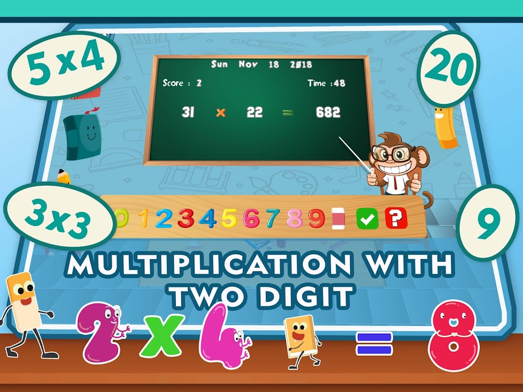 Math Multiplication times tables Quiz - Math Games скачать бесплатно  Детские на Android из каталога RuStore от The Learning Apps - Educational  Apps for kids