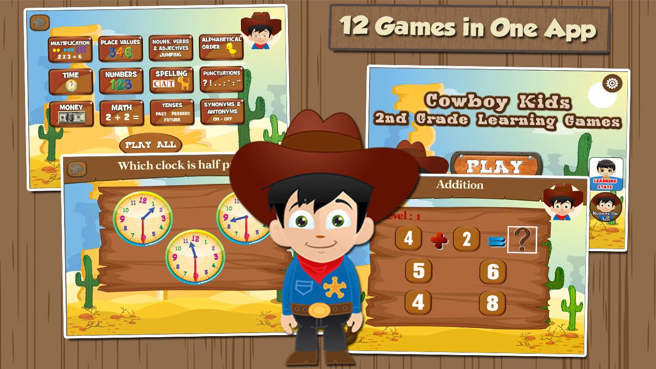 Cowboy Learning Games Grade 2 скачать бесплатно Детские на Android из  каталога RuStore от Sam Witteveen