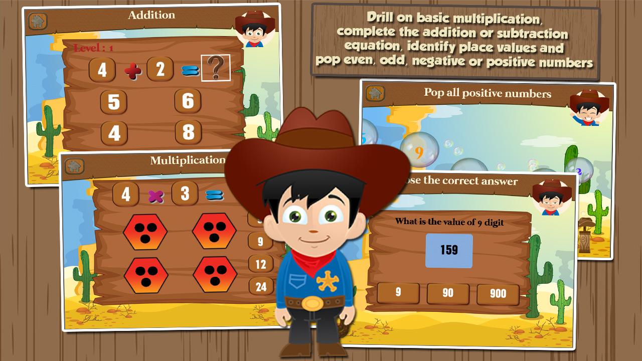 Cowboy Learning Games Grade 2 скачать бесплатно Детские на Android из  каталога RuStore от Sam Witteveen