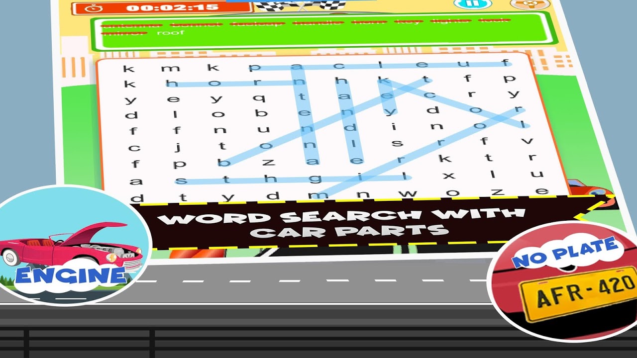 Car Word Search For Kids Games - ABC Cars Coloring скачать бесплатно  Детские на Android из каталога RuStore от The Learning Apps - Educational  Apps for kids