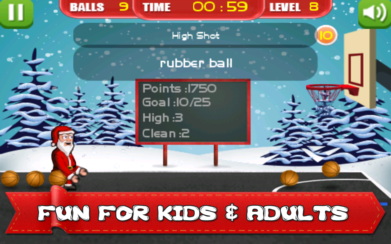 Santa Christmas Basketball Fun скачать бесплатно Казуальные на Android из  каталога RuStore от Gravy Baby Media