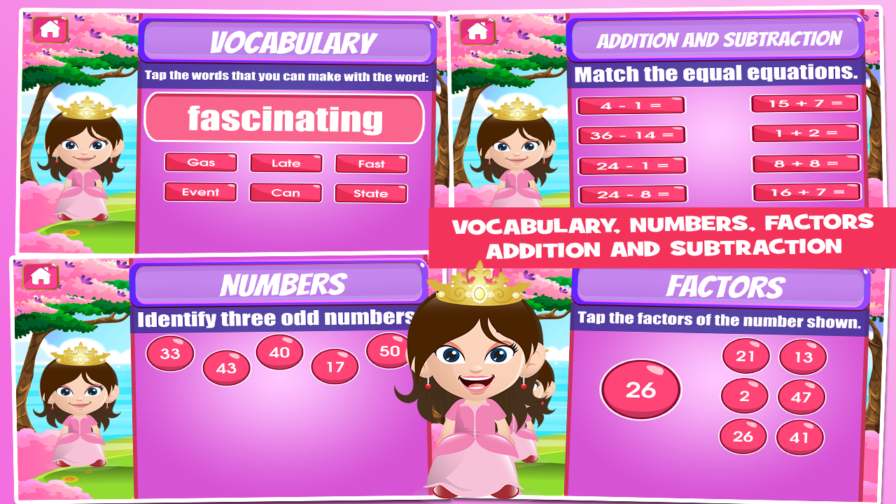 Princess 5th Grade Learning Games скачать бесплатно Детские на Android из  каталога RuStore от Family Play ltd