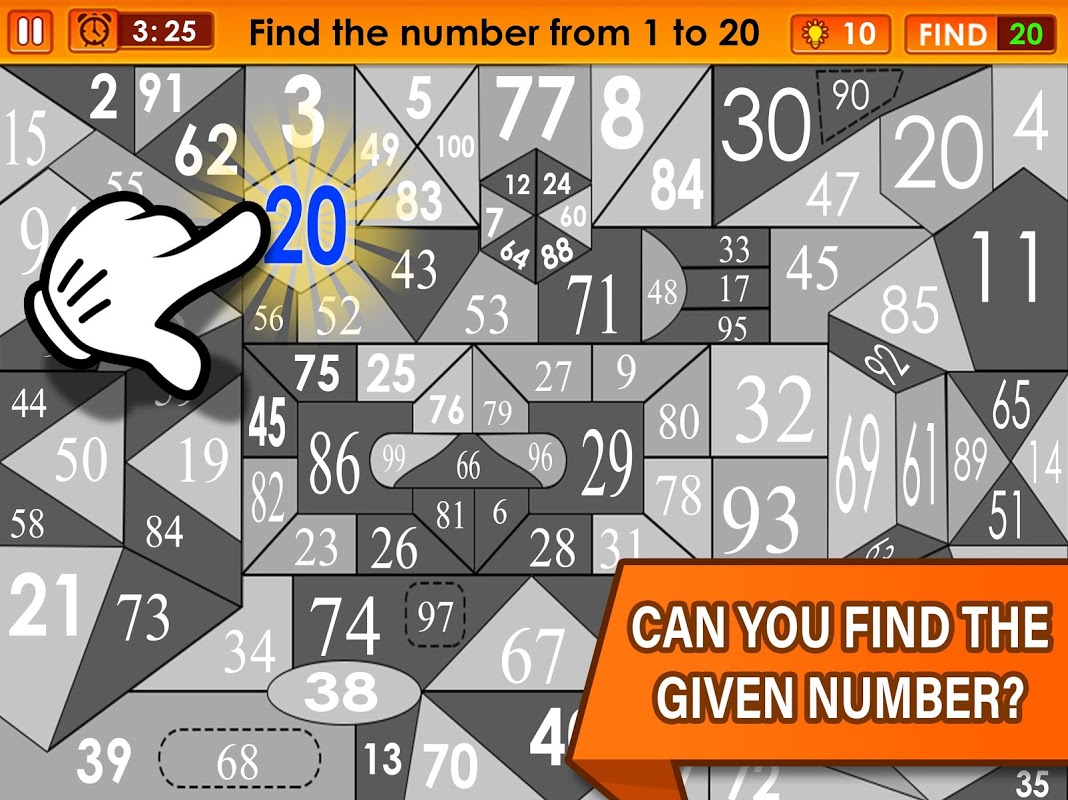 Find The Number 1 to 100 - Number Puzzle Game скачать бесплатно Головоломки  на Android из каталога RuStore от TechArts Games