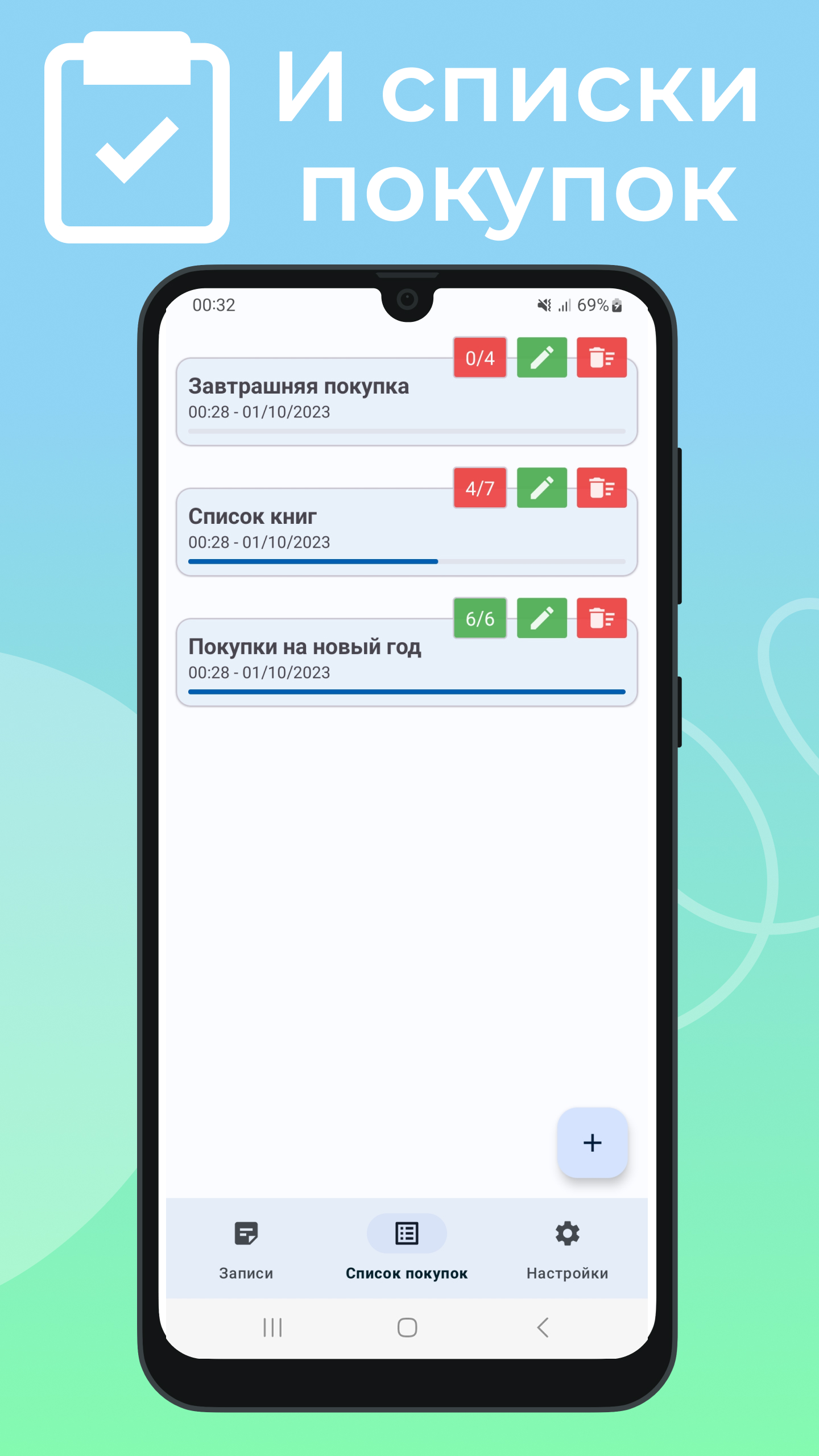 Заметки & Списки покупок скачать бесплатно Полезные инструменты на Android  из каталога RuStore от Салтыков Алексей Романович