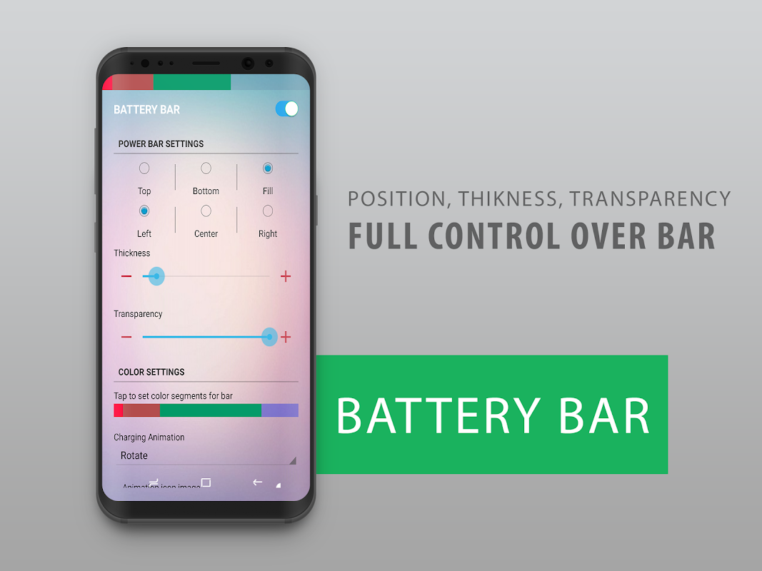 Battery Bar - Energy Bar - Power Bar скачать бесплатно Полезные инструменты  на Android из каталога RuStore от Yogesh Dama