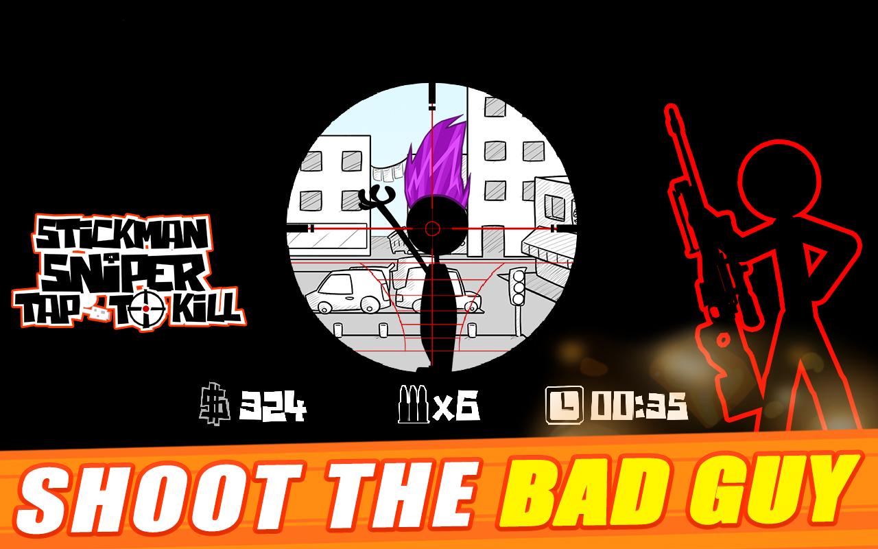 Stickman sniper : Tap to kill скачать бесплатно Шутеры на Android из  каталога RuStore от Stephane Herve