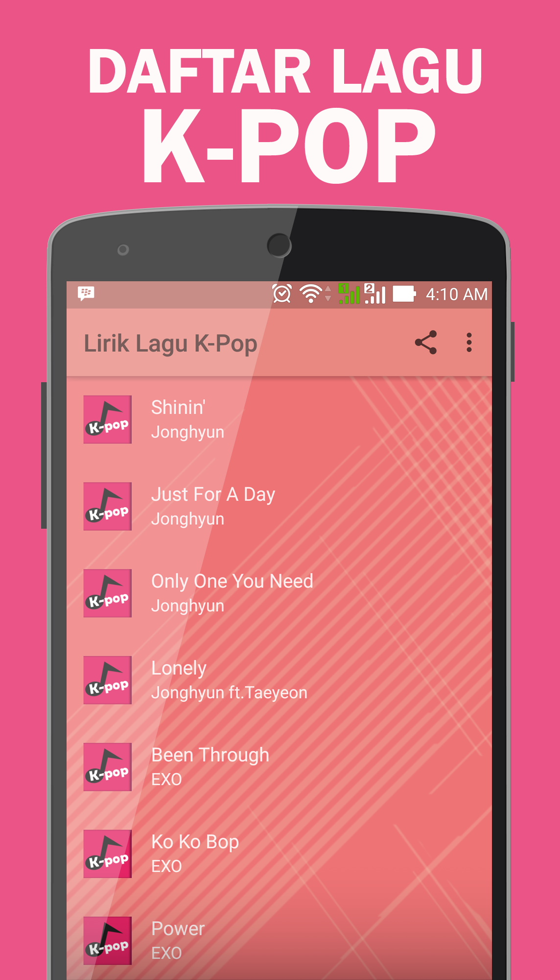 Lirik Lagu KPop скачать бесплатно Развлечения на Android из каталога  RuStore от As-Syifa Studio