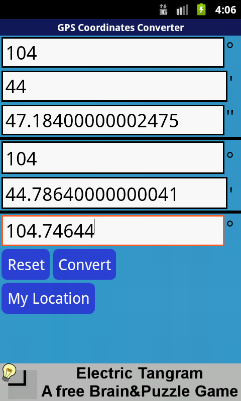 Gps convert outlet coordinates