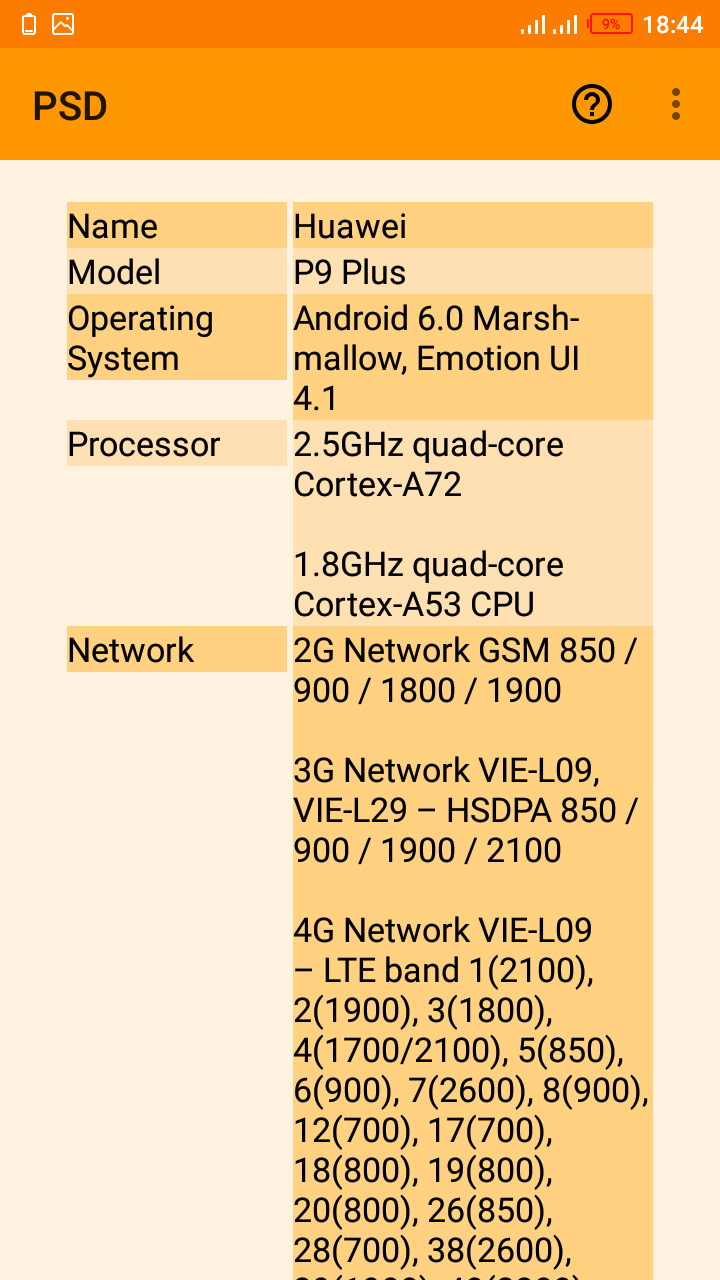 PSD Phone Specification Data скачать бесплатно Полезные инструменты на  Android из каталога RuStore от Gibah Anthony