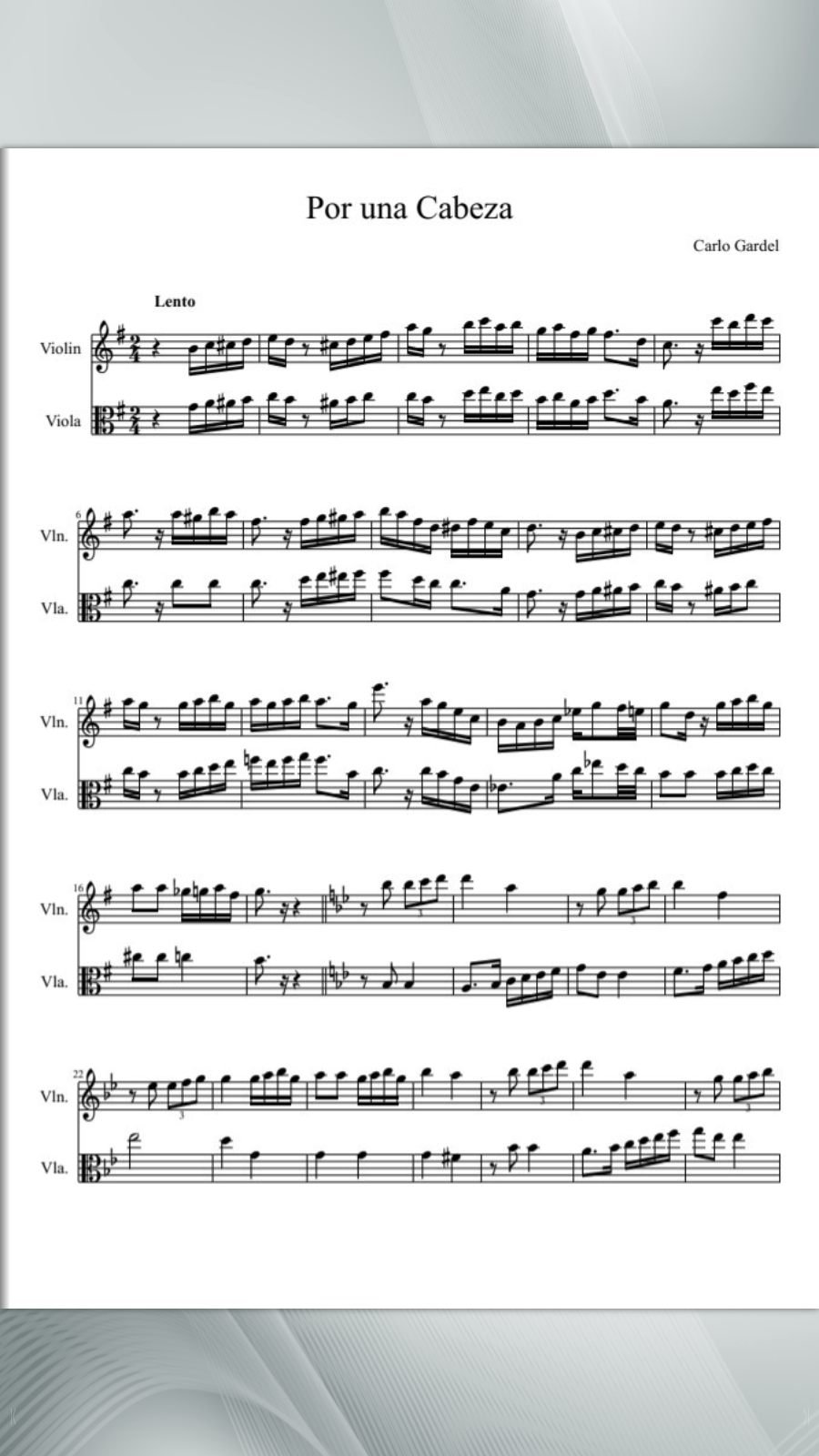 Ноты - Tango_Por_una_Cabeza_violin__viola скачать бесплатно Образование на  Android из каталога RuStore от Albert Ein