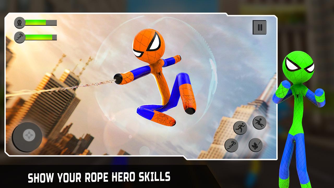 Flying Hero Stickman Rope Hero скачать бесплатно Экшен на Android из  каталога RuStore от Gig Big Games