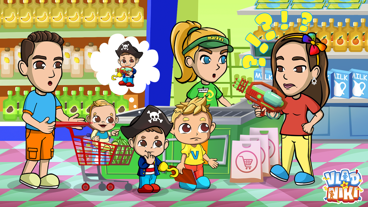 Vlad & Niki Supermarket game for Kids скачать бесплатно Детские на Android  из каталога RuStore от Hippo Kids Games