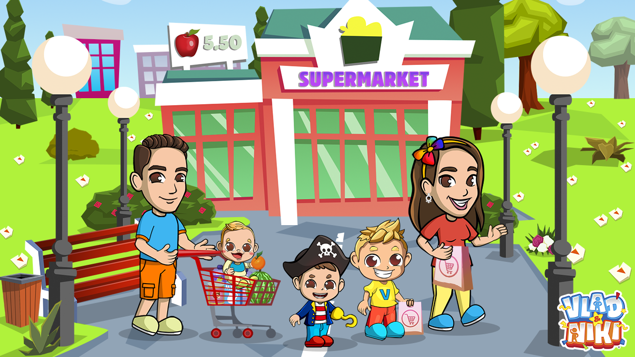 Vlad & Niki Supermarket game for Kids скачать бесплатно Детские на Android  из каталога RuStore от Hippo Kids Games