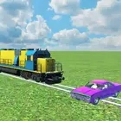 Поезд и машины. Сабвей поезда.-Train vs cars — иконка