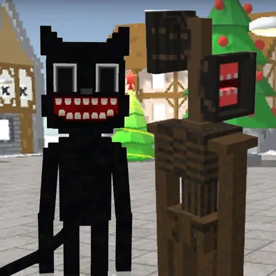 Skin Cartoon Cat & Siren Christmas Head