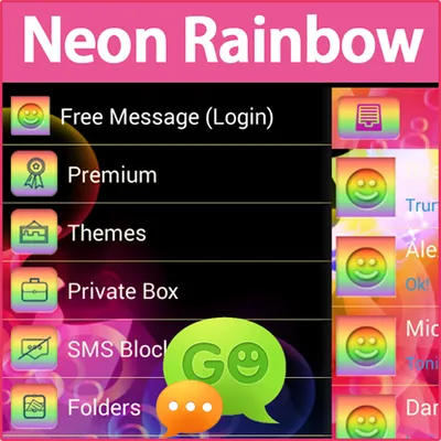 GO SMS Neon Rainbow Theme