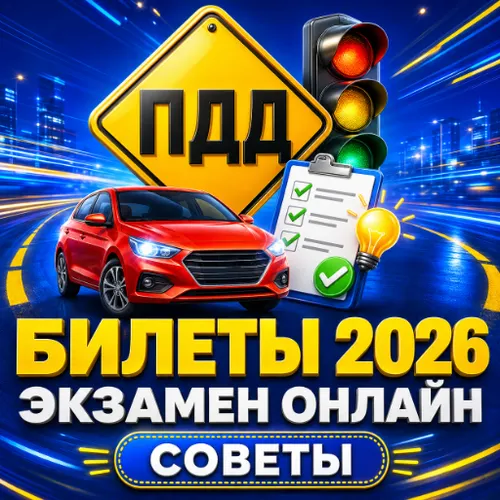 ПДД БИЛЕТЫ 2026 - ЭКЗАМЕН ОНЛАЙН И СОВЕТЫ — иконка
