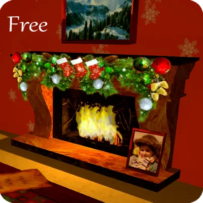 3D Christmas Fireplace HD Live Wallpaper