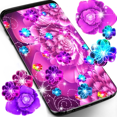 Glowing flowers live wallpaper